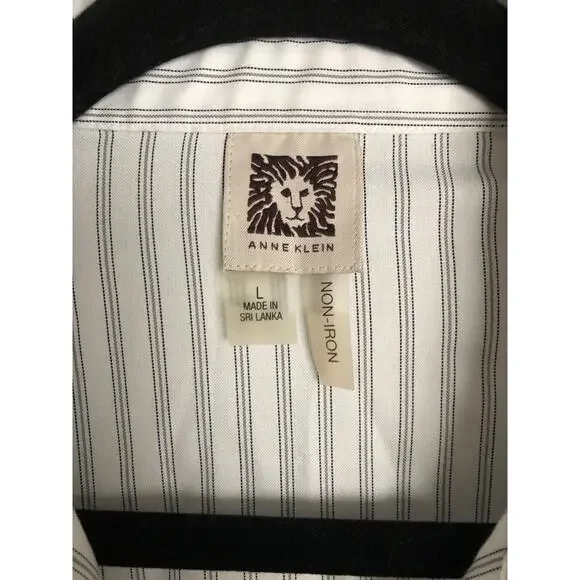 Anne Klein Button-Up Top Women's Large Long Sleeve Pin-Stripe - Picture 2 of 7